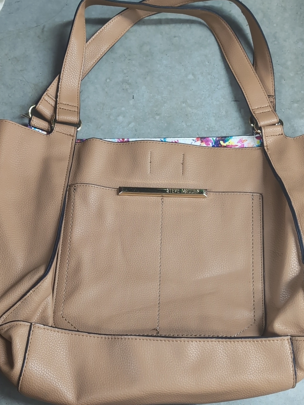 Steve Madden tan faux leather shoulder tote bag